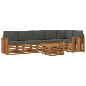 vidaXL Ensemble de canapés d'extérieur 7 pc Naturel et Anthracite