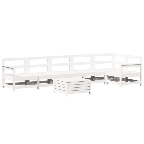 vidaXL Salon de jardin 7 Pièces blanc bois de pin massif