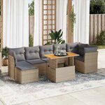 vidaXL Salon de jardin avec coussins 8 Pièces beige résine tressée