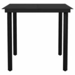 vidaXL Ensemble à manger de jardin et coussins 3 Pièces noir rotin verre