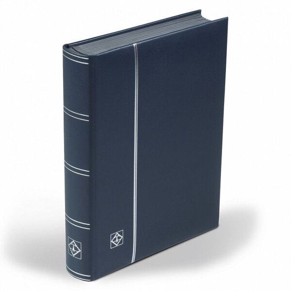 Classeur Leder cuir véritable 64 pages noires pour timbres. Couleur - Bleu