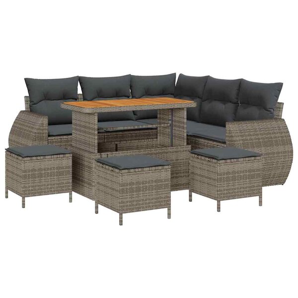 vidaXL Ensemble de canapé de jardin 9 Pièces Gris 110 x 55 x 71 cm