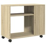 vidaXL Table d'appoint avec roues Chêne sonoma bois d'ingénierie