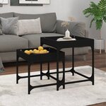 vidaXL Tables d'appoint 2 Pièces Noir Bois d'ingénierie