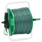 vidaXL Enrouleur de tuyau vert sur pied avec tuyau de 30 m PVC