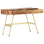 Bureau table poste de travail meuble d'ordinateur informatique étude avec tiroirs 100 x 55 x 75 cm bois solide brun 02_0023460