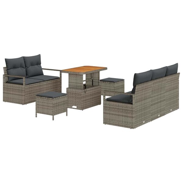 vidaXL Ensemble de canapé de jardin avec coussin 8 Pièces Gris
