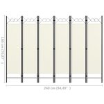 vidaXL Cloison de séparation 6 panneaux Blanc 240x180 cm