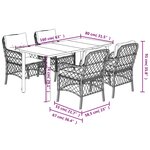 vidaXL Ensemble à manger de jardin coussins 5Pièces Noir Résine tressée