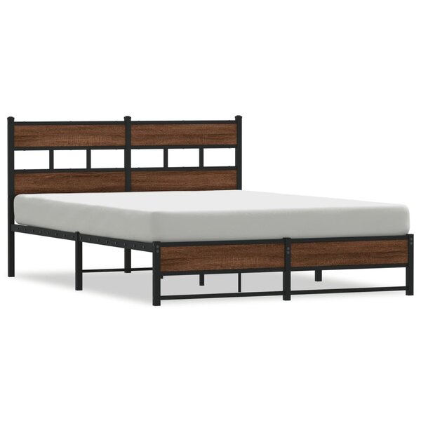 vidaXL Cadre de lit en métal sans matelas chêne marron 160x200 cm