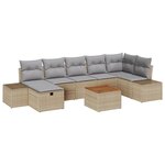 vidaXL Ensemble de canapés de jardin 8 pièces avec coussins Beige Rotin