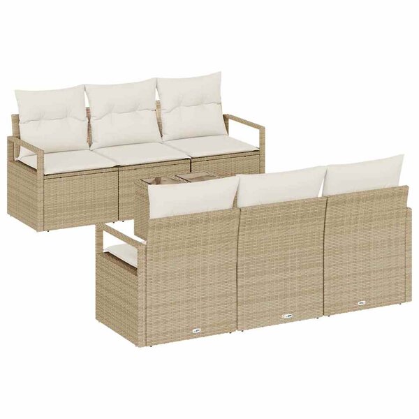 vidaXL Ensemble de canapé de jardin avec coussin 7 Pièces Beige et crème