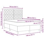 vidaXL Lit Sommier avec Matelas & Lumière LED Gris clair 140x200 cm Velours