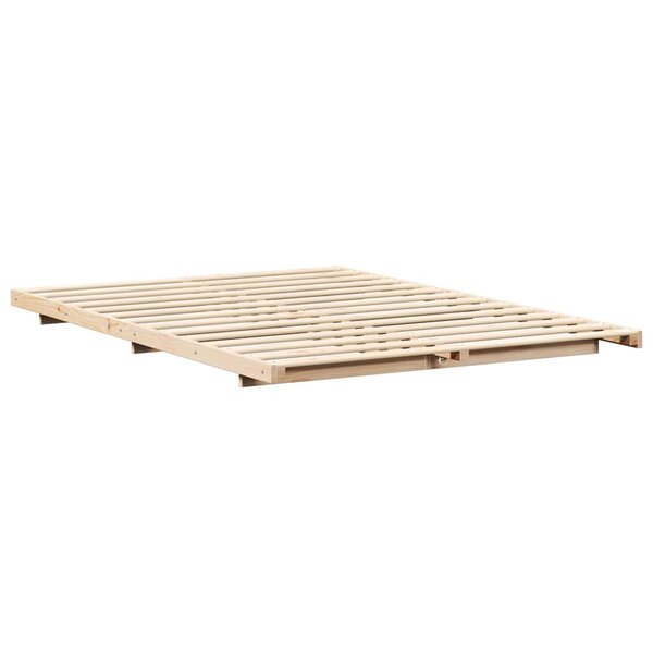 vidaXL Cadre de lit surélevé Marron 140 x 220 cm Bois massif en pin