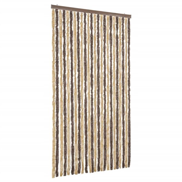 vidaXL Rideau anti-mouches marron foncé et beige 100x200 cm chenille