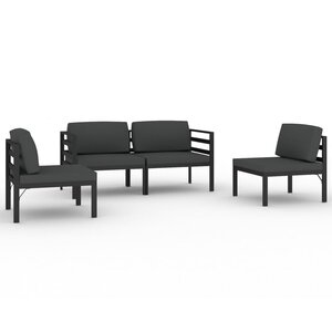 vidaXL Salon de jardin 4 Pièces avec coussins Aluminium Anthracite