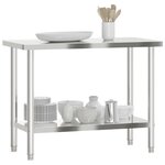 vidaXL Table de travail de cuisine 110x55x85 cm acier inoxydable