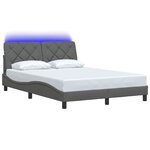 vidaXL Cadre de lit avec LED sans matelas gris foncé 140x200 cm tissu