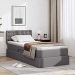 vidaXL Lit avec rangement et matelas Gris 100 x 200 cm Simili cuir