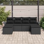 vidaXL Ensemble de canapé de jardin avec stockage 6 Pièces Noir polyrotin