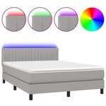 vidaXL Sommier à lattes de lit et matelas et LED Gris clair 140x190 cm