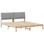 vidaXL Cadre de lit avec tête de lit Marron et gris clair 200 x 200 cm