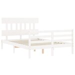vidaXL Cadre de lit avec tête de lit blanc 140x200 cm bois massif