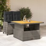 vidaXL Ensemble à manger de jardin et coussins 2 Pièces gris rotin