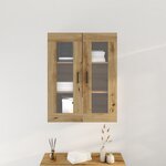 vidaXL Meuble mural avec portes en verre  Chêne fait main 69.5x34x90 cm