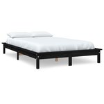 vidaXL Cadre de lit sans matelas noir bois de pin massif