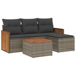 vidaXL Salon de jardin 5 Pièces avec coussins gris résine tressée