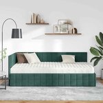 vidaXL Cadre de lit d'angle avec matelas 2 pc Vert foncé 90 x 190 cm