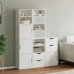 vidaXL Armoires latérales 5 Pièces ODDA blanc 40x24x79 cm bois massif pin