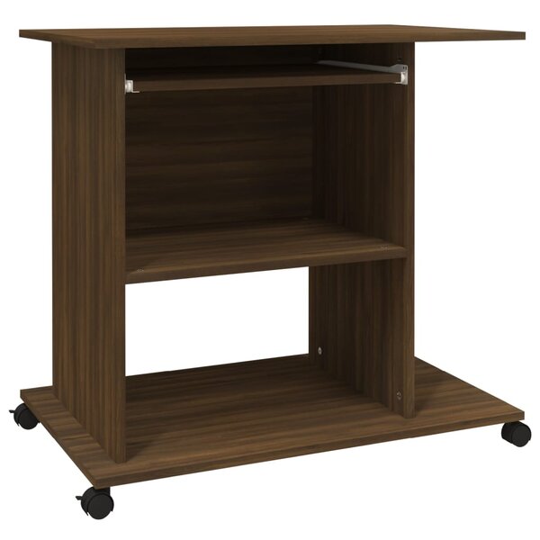 vidaXL Bureau d'ordinateur Chêne marron 80x50x75 cm Bois d'ingénierie