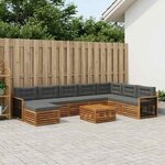 vidaXL Ensemble de canapés d'extérieur 9 pc Naturel et Anthracite