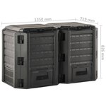 vidaXL Composteur de jardin Noir 800 L