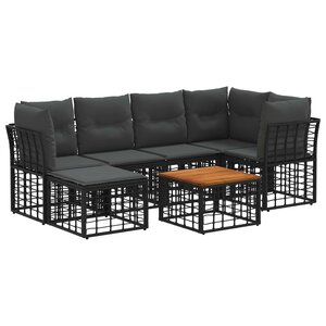 vidaXL Ensemble de canapés d'extérieur 7 Pièces Noir et Gris foncé