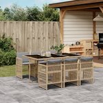 vidaXL Ensemble à manger de jardin coussins 7 Pièces mélange beige rotin