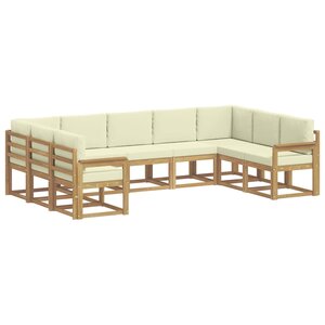 vidaXL Ensemble de canapés d'extérieur 9 pc Blanc et crème