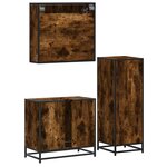 vidaXL Ensemble de meubles de salle de bain 3 Pièces Chêne fumé