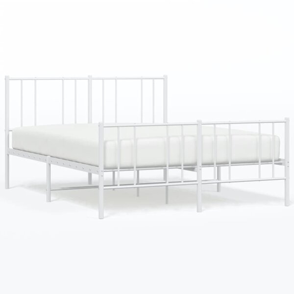 vidaXL Cadre de lit métal sans matelas et pied de lit blanc 140x190 cm