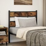 vidaXL Tête de lit chêne fumé 107 cm fer et bois d'ingénierie