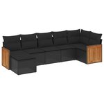 vidaXL Salon de jardin 7 Pièces avec coussins noir résine tressée