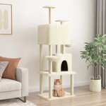 vidaXL Arbre à chat avec griffoirs en sisal Crème 180 cm