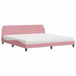 vidaXL Lit avec matelas rose 200x200 cm velours