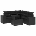 vidaXL Salon de jardin 6 Pièces avec coussins noir résine tressée
