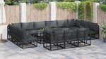 vidaXL Ensemble de canapé de jardin avec coussin 14 Pièces Noir Aluminium