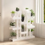 vidaXL Support à plantes Blanc 104 5x25x109 5 cm Bois massif de pin