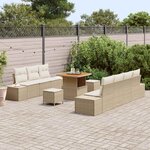 vidaXL Ensemble de canapé de jardin 10 Pièces Beige polyrotin