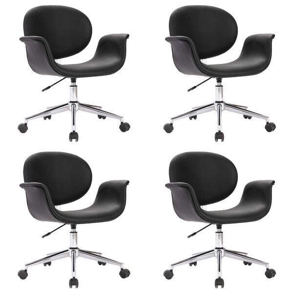 vidaXL Chaises pivotantes à manger lot de 4 noir similicuir